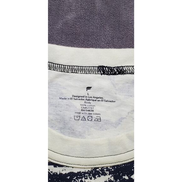 Fabletics T Shirt Mens Sz L Blue White Tie Dye Coordinates Spell Out Logo C23-11 - Picture 4 of 6